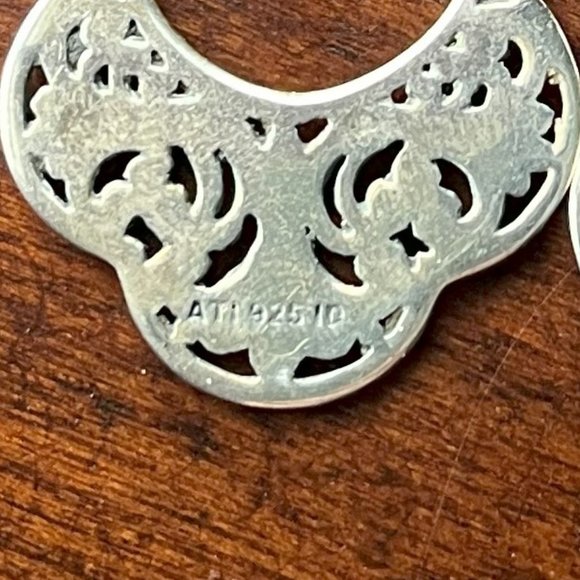 Sterling Silver Filigree Earrings Marked AI 925 ID - Picture 4 of 4